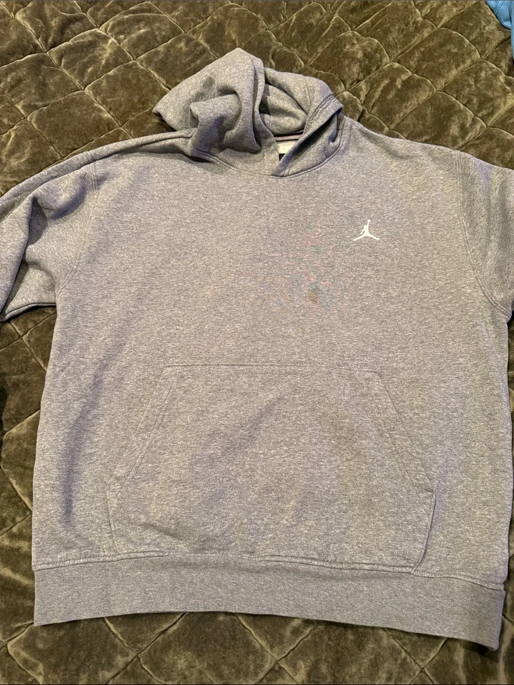 Jordan Heather Gray Pullover Hoodie with White Jumpman